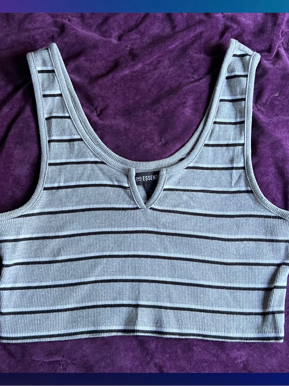 Sws Essentials Cropped Striped Ribbed Tank Top